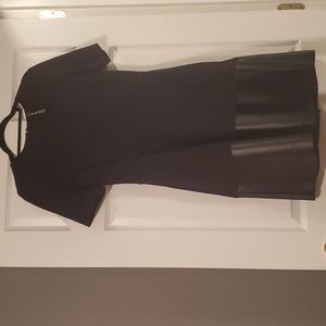 Faux leather mixed material dress